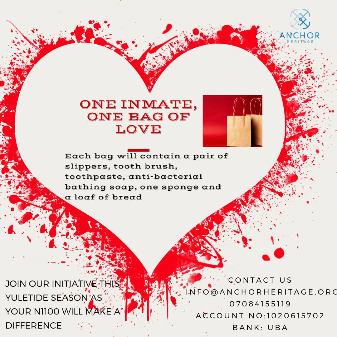 anchorheritage's tweet photo. Good morning and complements of the season. Bag of love items for inmates in prison. #AHIIMPACT #Love https://t.co/I77K4BQBzl