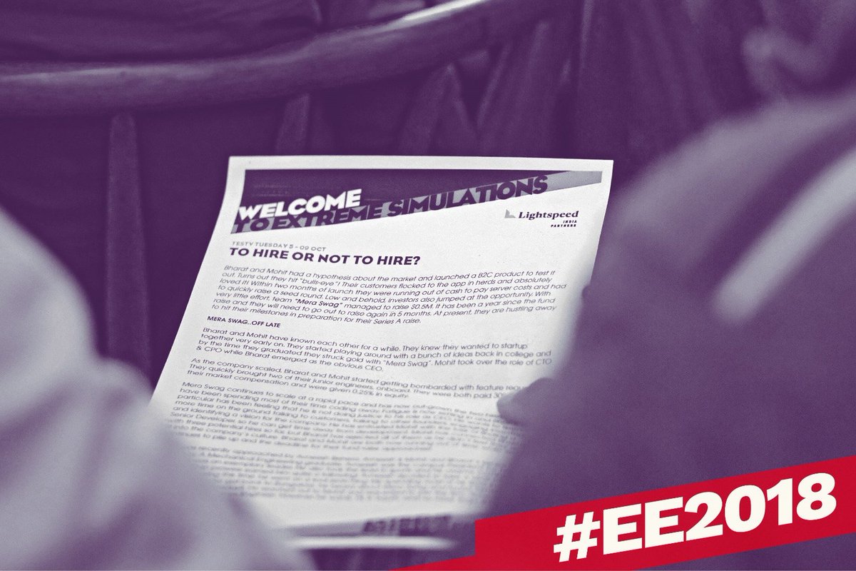 dkhare's tweet photo. #EEThrowback to Hiring Decisions at '18 @lightspeedee. Focussing on ESOPs, culture fit & alignment b/w co-founders, the simulation tested the teams’ ability to navigate difficult negotiations. #India & #SEA founders can apply to #EE21 at https://t.co/mNrQgkzy5r till 20th Dec. https://t.co/ZlgME97kkW