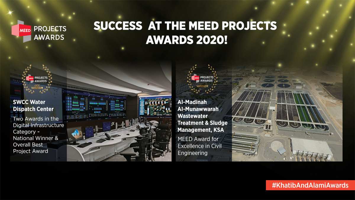 The SWCC Water Dispatch Center in Riyadh was recognized with two prestigious awards at yesterday's MEED Project Awards 2020. Al-Madinah Al-Munawwarah Wastewater Treatment and Sludge Management Project also received the MEED Award for Excellence in Civil Engineering.
#MEEDAwards