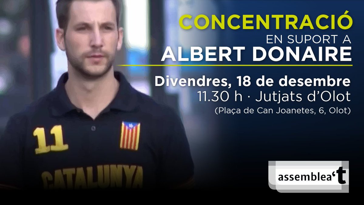 ⬛️⬜️ Demà a Olot, amb <a href="/ANCGarrotxa/">ANC_Garrotxa 🎗</a>, organitzem una concentració de suport a <a href="/albertdmcat/">ᗩlbertDM ||*||🏴󠁧󠁢󠁥󠁮󠁧󠁿🏳️‍🌈🏴󠁧󠁢󠁳󠁣󠁴󠁿</a>, encausat per exercir el dret a la llibertat d'expressió i denunciar la brutalitat policial de l'1-O.

📆 18 de desembre.
⏰ 11.30 h
📌 Plaça de Can Joanetes, 6

#StandUpForCatalonia