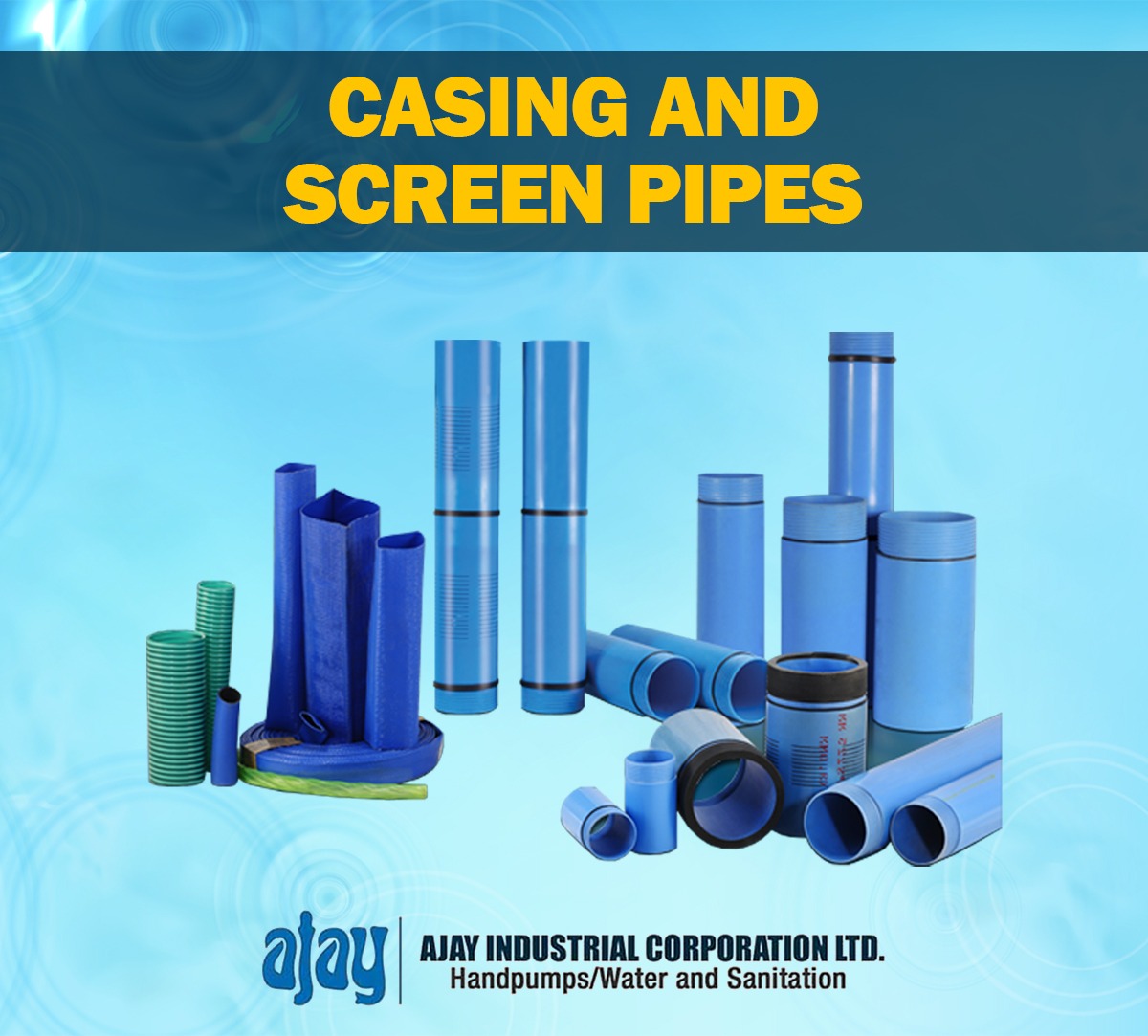 IndustrialAjay's tweet image. AJAY uPVC Casing &amp;amp; Screen Pipes are applicable in Borewells/Tube wells, irrigation projects are manufactured by us, who are in the field of plastic extrusion for past 5 decades, produced with strict quality control. 

#screenpipe #casing #water #handpumps #manufacturing #global