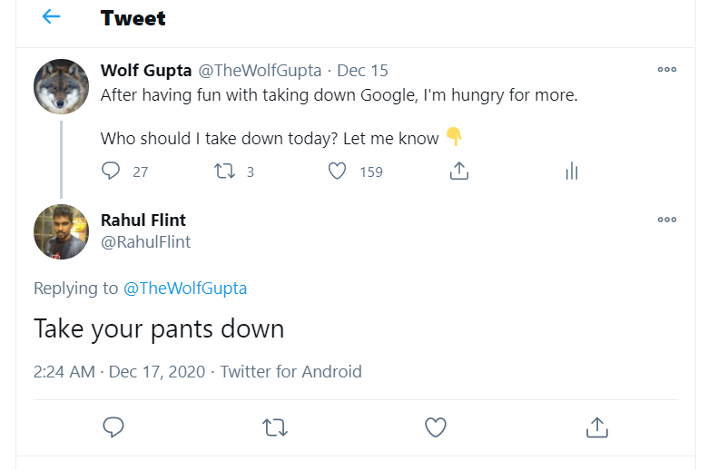 I'm really good with code but I can't figure out which code @RahulFlint has violated 😅

If I pull my pants down you'll be blinded by the matrix.