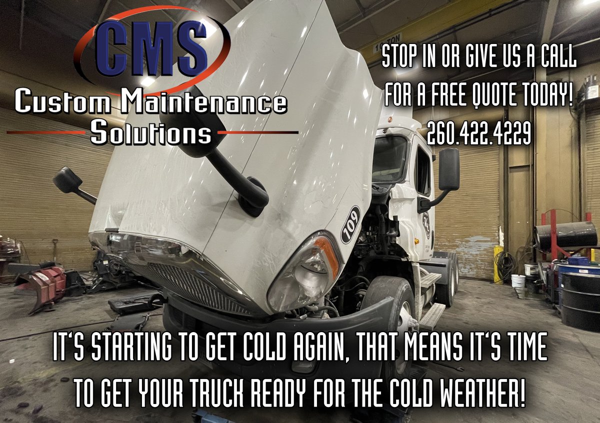 CMS_FTW's tweet photo. It's getting cold! Get your truck in now to keep it running at it's best this winter! Give us a call or stop in 260.422.4229 https://t.co/0uqQKW1z3K