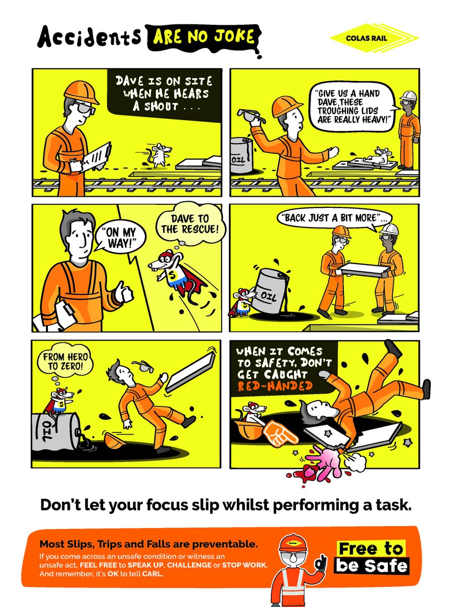 ColasRailUK's tweet photo. In November, we launched our Accidents Are No Joke #Safety campaign to highlight the risks of Slips, Trips and Falls

This update takes a closer look at the risk of STF whilst performing a task

Read more: https://t.co/ib8S3ccpXC

#SafetyMatters #SafetyCulture #FreetobeSafe https://t.co/RwID9gmgsu