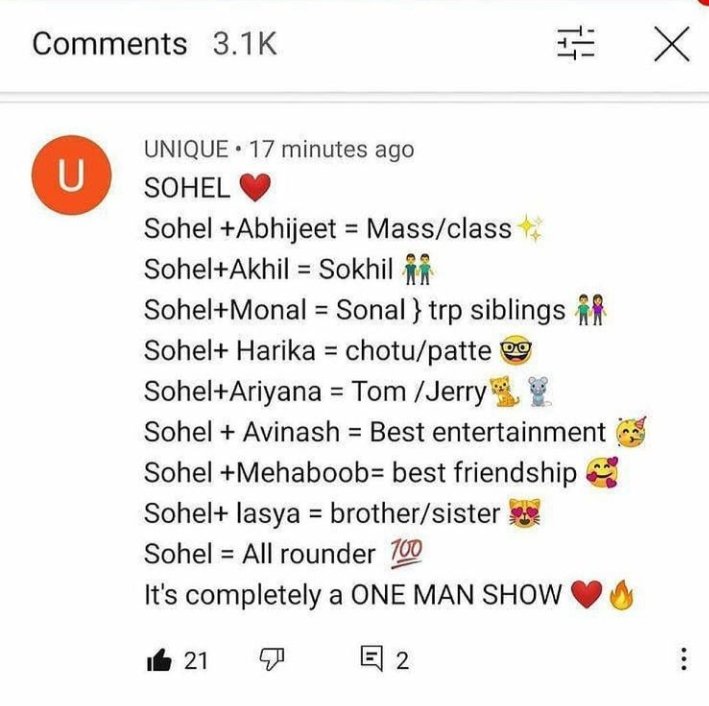 SyedSohel_fan's tweet photo. Comment Superr🤘One man https://t.co/ZvztETkX2v,Episode,Dance, Entertainment,Emotions, Friendship,https://t.co/ISYX9ZoFm0's completely a one man Show #BiggBossTelugu4 Support for Genuine person #VoteForSohel.@RyanSohel @StarMaa @DisneyPlusHS #SyedSohel #BiggBoss #Starmaa https://t.co/ZgZmAjEf7z