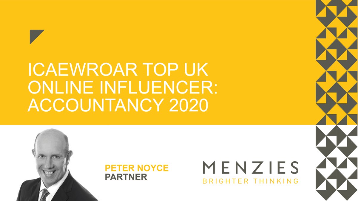 .@PeterNoyce1 has been recognised for his #BrighterThinking social media excellence as an #ICAEWROAR Top UK online influencer: #Accountancy 2020 @ICAEW icaew.com/about-icaew/ic…