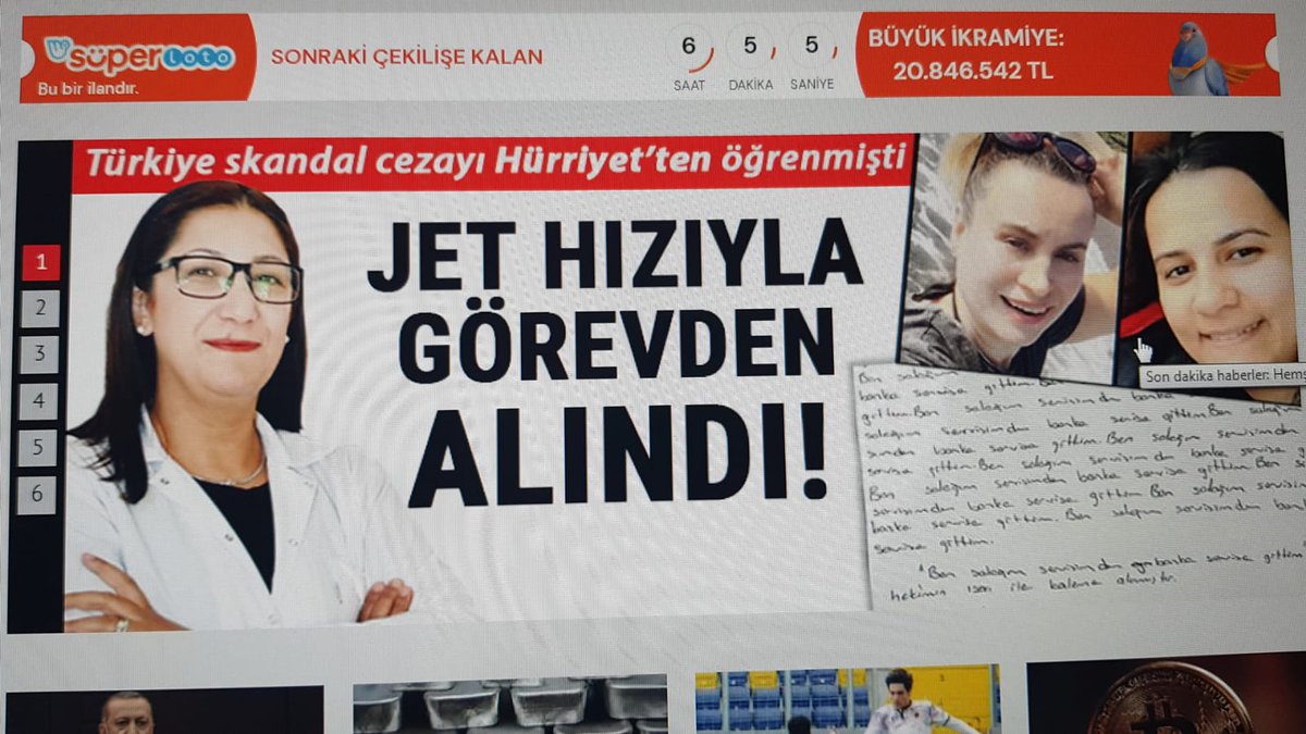 Hemşireye 500 defa ben salağım  yazdıran başhekim görevden alındı.
Demek ki sağlık camiasi psikolojik şiddete, liyakatsiz yöneticilere, mobinge en fazla maruz kalan meslek grubu olarak bir arada olmalı, bugün ona yapılan yarın bana yapılır düşüncesi ile Twitterda etkin olmalıyız.