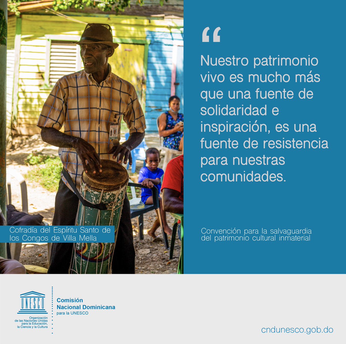 CNDUNESCO's tweet photo. La comprensión del patrimonio cultural inmaterial de diferentes comunidades contribuye al diálogo entre culturas y promueve el respeto hacia otros modos de vida.

#PatrimonioInmaterial #PatrimonioVivo #UNESCO #UNESCORD #CNDU #NacionesUnidas #RepúblicaDominicana https://t.co/EURaffBEjF