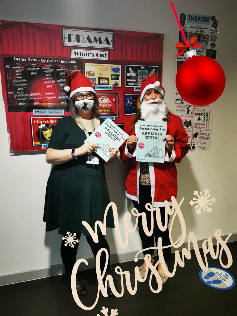 KPHS_Drama's tweet photo. Ho Ho Ho! There's no better gift than a #BtecTechAward Performing Arts revision guide delivered to the Yr11's today by a very festive Mrs Proffit and Mrs Tustin. Enjoy and happy reading @KPHS_Rochdale #studyguide #christmasreading #performingarts https://t.co/2VsHCcYH17