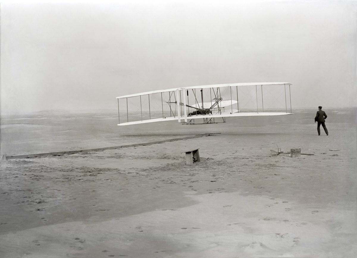 BeschlossDC's tweet photo. Wright Brothers at Kitty Hawk, this morning 1903: https://t.co/Cm1XDPXUG0