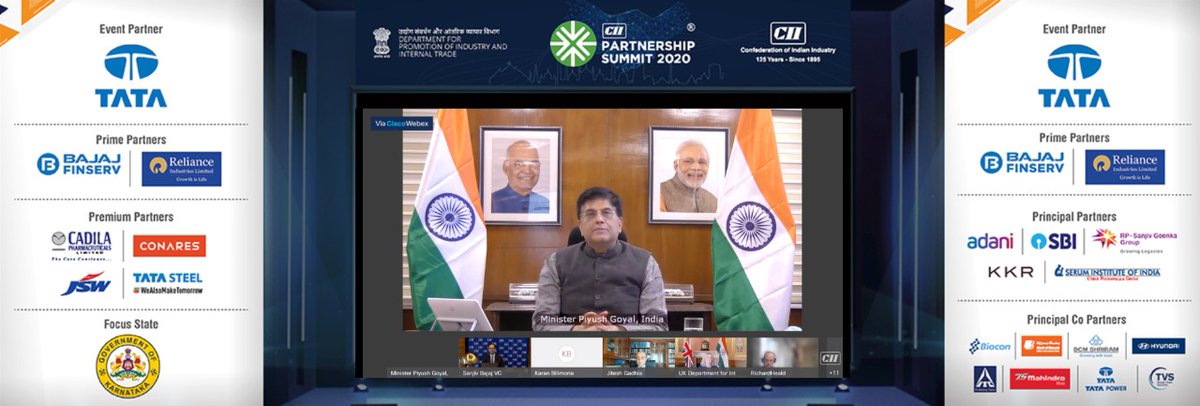 UK-India startup launchpad is showing promising results. The 'Access India' program is poised to help UK businesses to gain access in India and elevate our partnership~ 
<a href="/Piyushgoyal/">Piyush Goyal</a> ,<a href="/CimGOI/">Minister of Commerce and Industry</a> ,<a href="/RailMinIndia/">Ministry of Railways</a> at #CIIPartnershipSummit2020 <a href="/PiyushGoyalOffc/">Piyush Goyal Office</a>