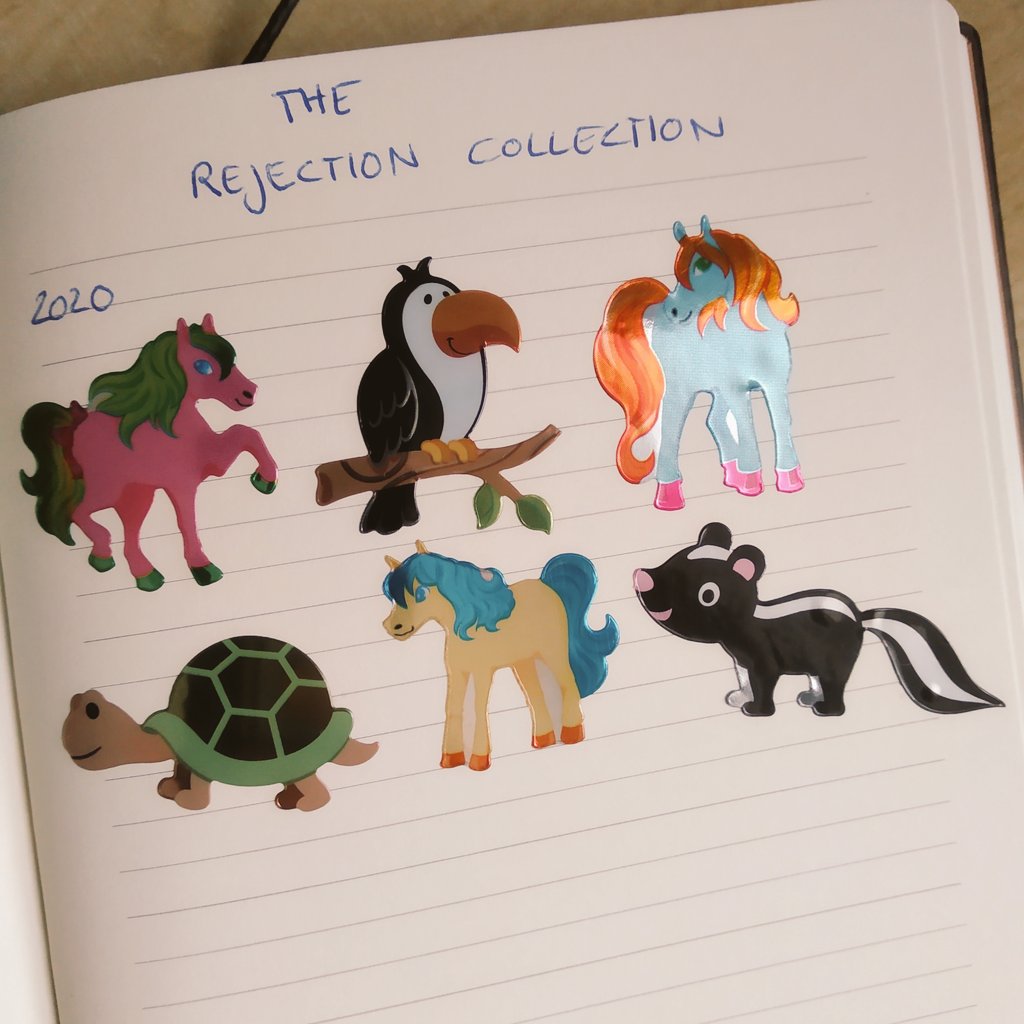 LittleLeapers_'s tweet photo. Woke up to a rejection letter which sucked. But at least I got to add a sticker to the page. https://t.co/qd7tayBrnk