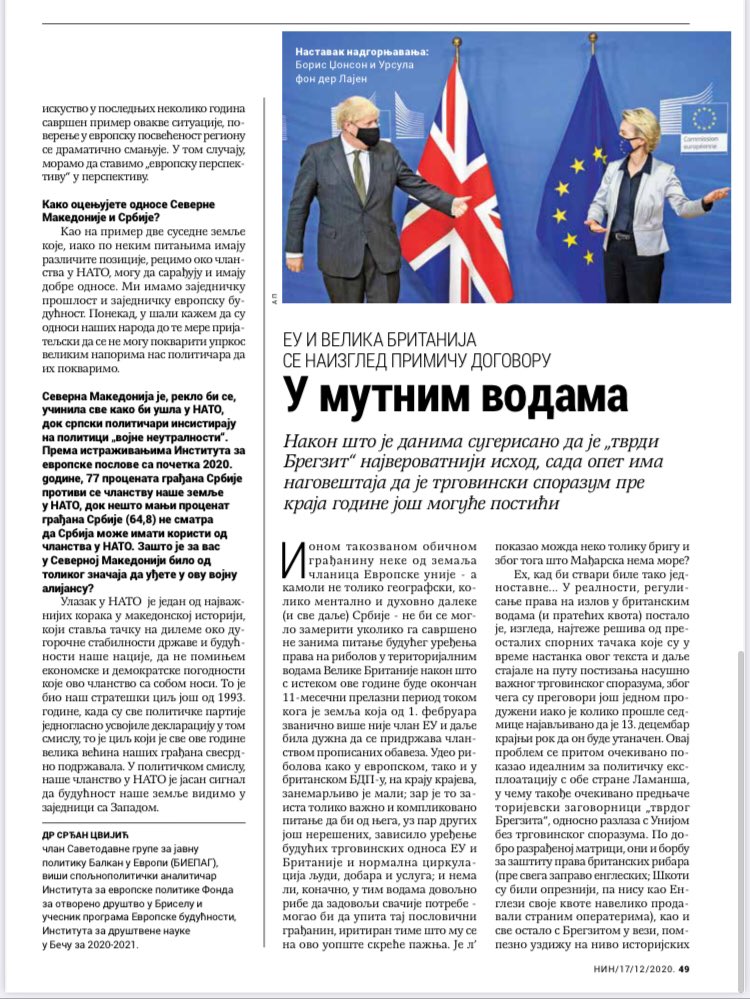 “EU i NATO su bitke naše generacije” 
U <a href="/NedeljnikNIN/">NIN</a> o brdovitom putu ka članstvu u EU, bugarskom vetu, Jugoslaviji, odnosima sa Srbijom i drugim pitanjima, razgovarao sam sa <a href="/Dimitrov_Nikola/">Nikola Dimitrov</a> <a href="/secretariat4eu/">Secretariat for European Affairs - North Macedonia</a> ⬇️
🙏🏼 na iskrenim odgovorima