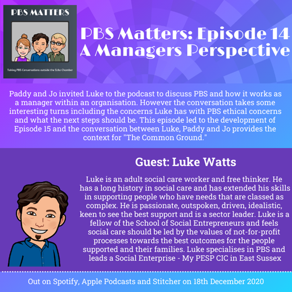 PBSuk2's tweet photo. The next two episodes of PBS Matters out tomorrow! 

Ep 14: 'A Managers Perspective' with Luke Watts

Ep 15: 'The Common Ground' Andy McDonnell, Studio III and Leah Hall, Lux Consulting discuss what's important for practising clinicians https://t.co/6HU6Or8tPT