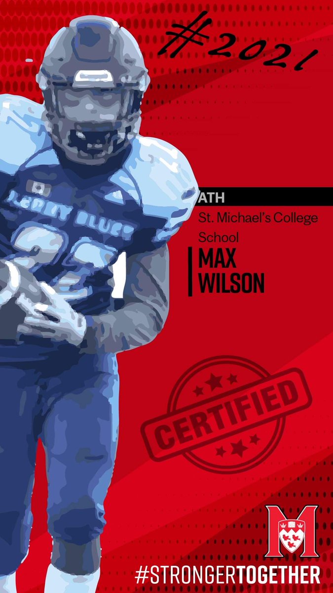 🔴🏈2K21 CERTIFIED REDBIRDS COMMIT🏈🔴
Max Wilson ATH du St. Michael’s Coll School poursuivra sa carrière avec les Redbirds de McGill
<a href="/McGillAthletics/">McGill Athletics</a> <a href="/McGillMFOOT/">McGill Men's Football</a> #recrutement2021 #FootRSEQ 
<a href="/SMCS1852/">St. Michael's C.S.</a> <a href="/KerryBluesFTB/">St. Mike's Football</a> <a href="/SMCKERRYBLUES/">SMC Kerry Blues Football</a>
#MCGILLREDBIRDS #CERTIFIED #STRONGERTOGETHER