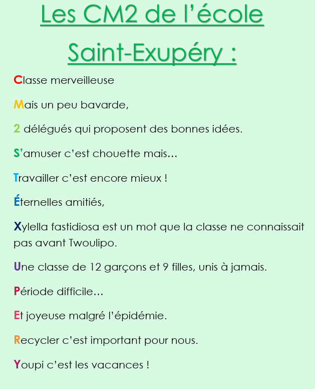 #Twoulipo #EQ27 Voici notre premier "Twoulipo" pour présenter la classe ! Bonnes vacances !