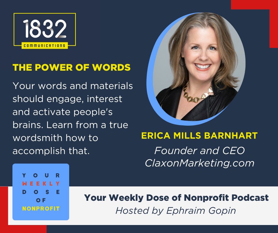 OK #nonprofit friends, listen up:
Master of words <a href="/EricaMillsBarn/">Erica Mills Barnhart</a> is here to tell you how to educate, engage &amp; interest your supporters. 

- What words to stop using
- Mission statements from hell
- How to use verbs
and much much more!

Listen/watch here: 1832communications.com/power-words/