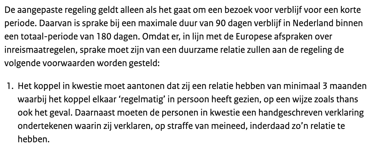 Luckqs's tweet photo. @IND_NL @Thrizian @JacobJL @XeladeGrundt @AdinaValean 2/ Op 16 juli stuurt @minbuza een brief naar de 2e kamer oa naar aanleiding van kamervragen van @swsjoerdsma om versoepeling regeling met oa deze voorwaarden *1 relatie van minimaal 3 maanden **2 elkaar fysiek gezien hebbende voor 1 maand https://t.co/Gbelq7wqSd https://t.co/ETRAq0X7LH