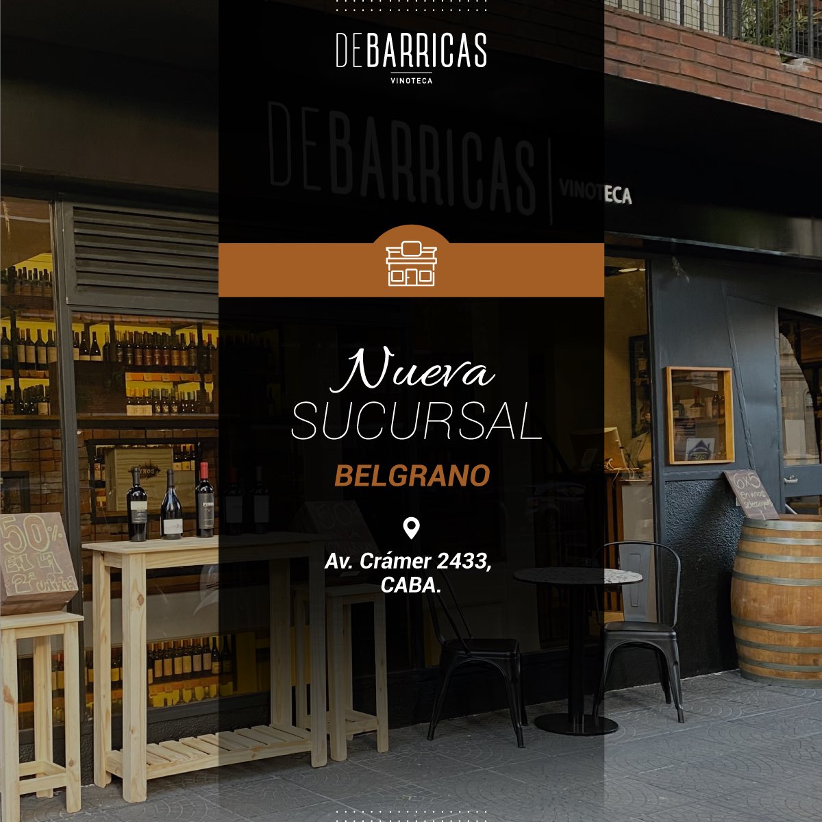 🤩💣 #NuevaSucursal Ahora también podés encontrarnos en el barrio de Belgrano 👉 Te invitamos a conocer nuestra nueva vinoteca

📍 Av. Crámer 2433, CABA
¡Te esperamos!

#DeBarricas #Vinoteca #Vinos #Belgrano #Wine
