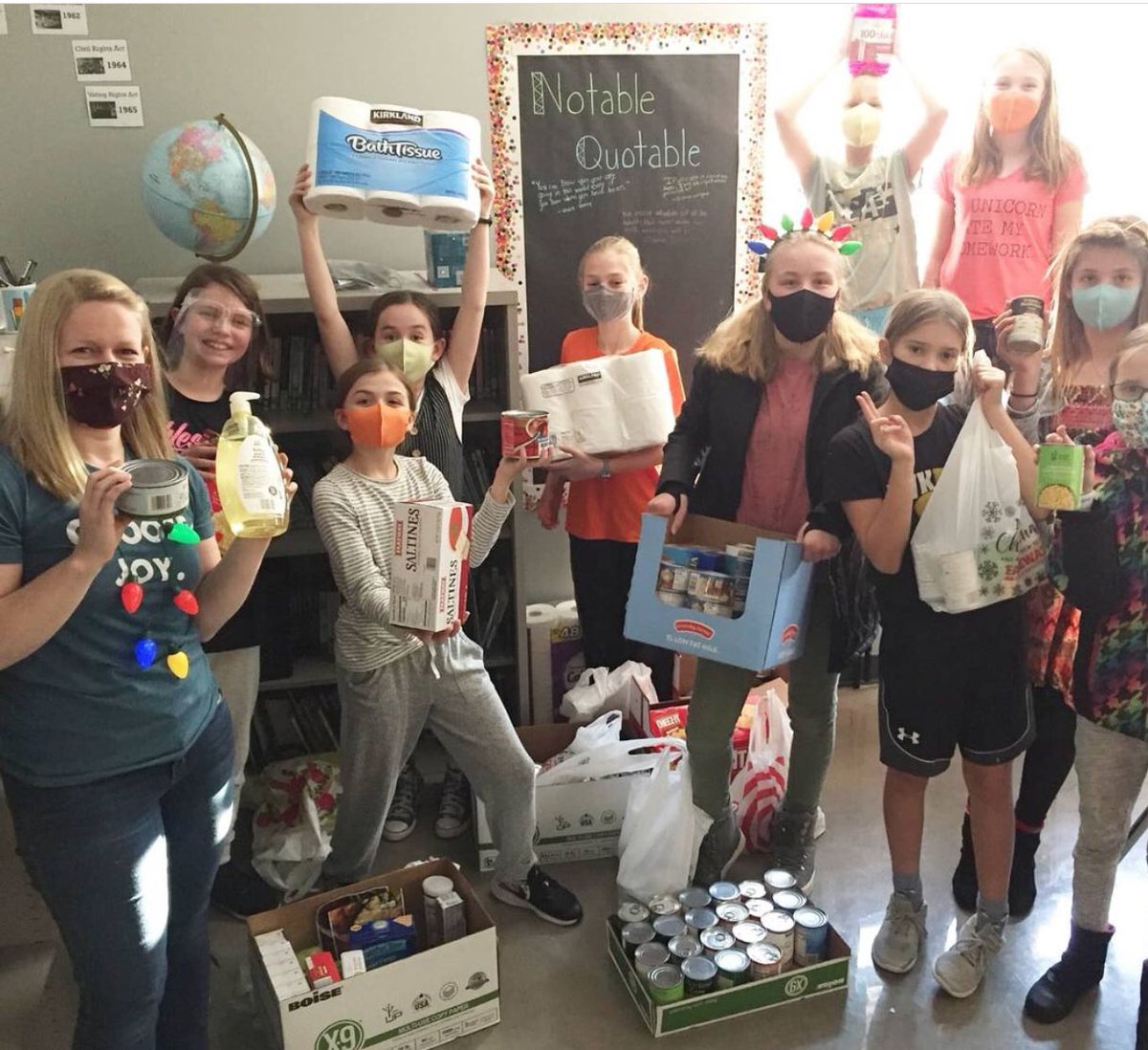 HeritageNL's tweet image. In response to our Chapel theme this month of being Servant Workers - our 5th grade took it upon themselves to organize and collect food for the @nlcpantry. Yesterday students sorted and dropped off the donations. Great job 5th grade. #HCSTransform #ServantWorkers