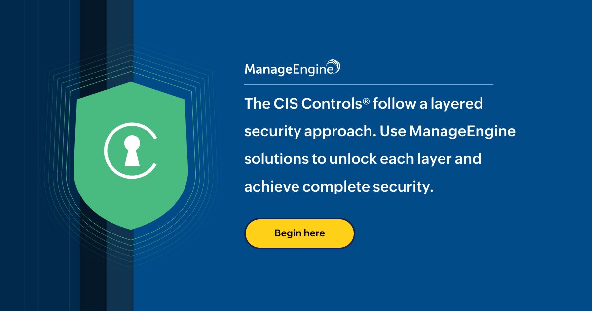 manageengine's tweet image. The CIS lists 20 controls with varying degrees of complexity. Implement the right controls based on your organization&apos;s cybersecurity maturity with the help of ManageEngine solutions. mnge.it/mecis
#CISControls #CIScriticalsecuritycontrols #MECIS