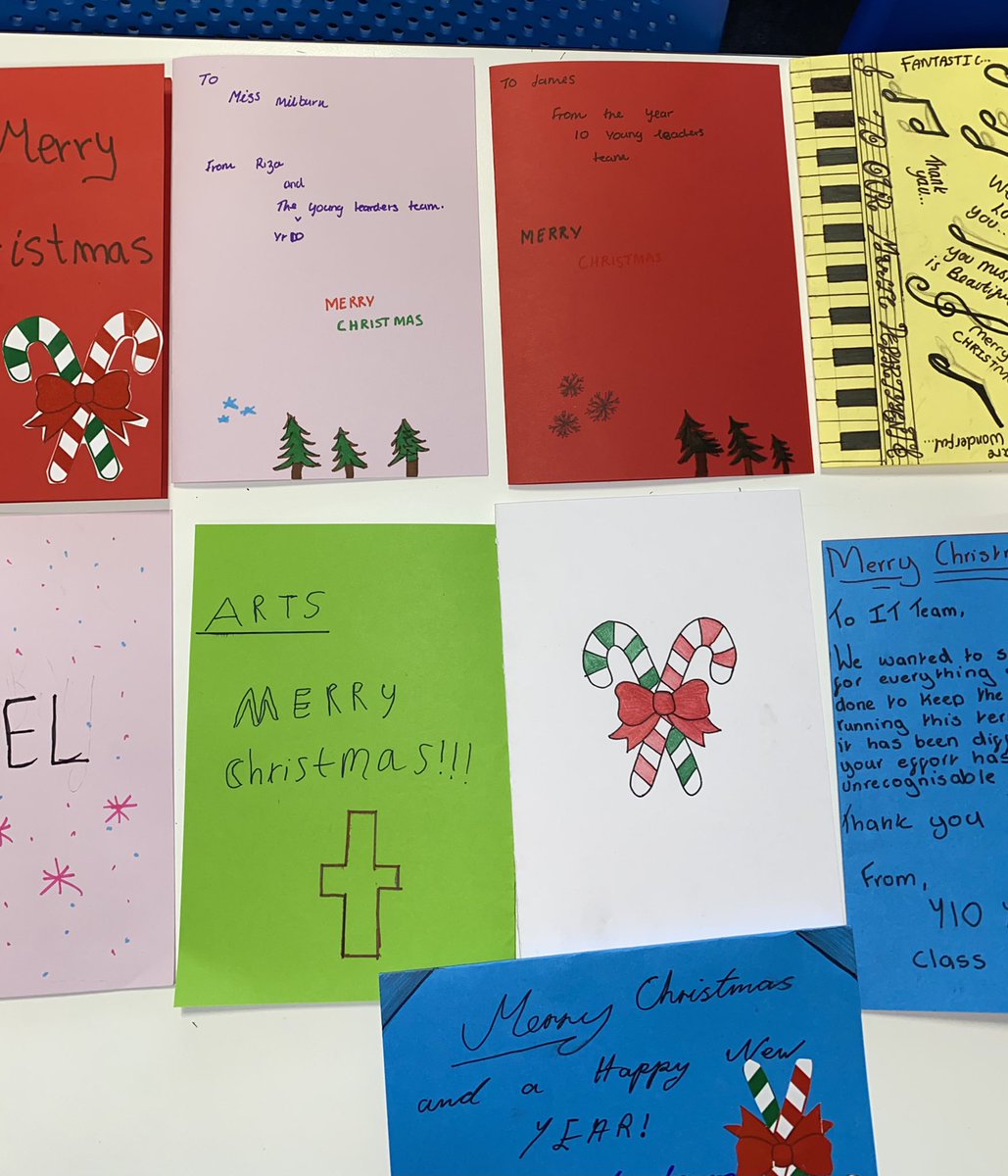 EssaHumanities's tweet photo. Miss Taylor and Miss Caldwell’s Y10 Young Leader class have been busy making Christmas cards for the different departments at school! What a lovely way to spread festive cheer! @EssaAcademy 🎄🎄🎄 https://t.co/1VG040qxWs