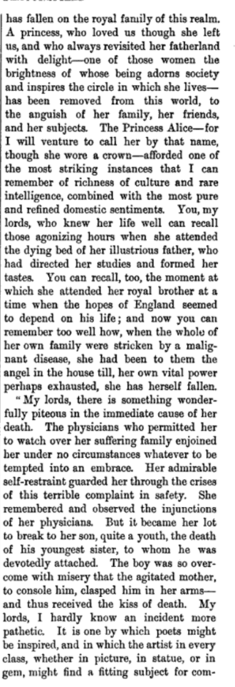 1/ OTD in 1878 Lord Beaconsfield--Benjamin Disraeli--officially announced the death of Princess Alice to the house of Lords in one of the most emotional moments in the House during the 19th Cent. Disraeli assumed--wrongly as it turned out--that most of the peers already knew