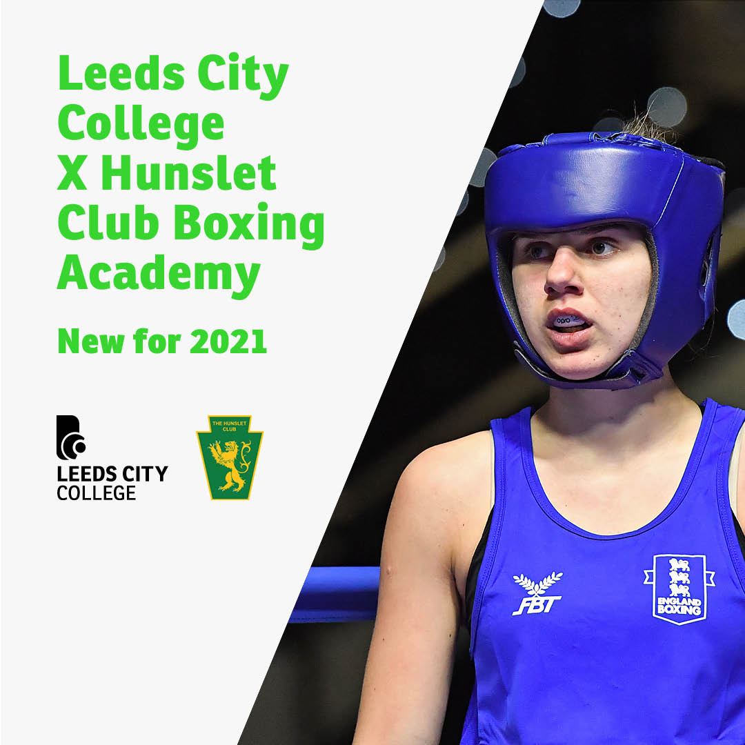 LCCSport's tweet photo. It doesn't stop there! @leedscitycoll and @HunsletClub are delighted to announce the launch of the all new Boxing Academy!
New for 2021, Academy members will be able to train whilst they study full time under industry experienced coaches at one of the largest clubs in Leeds. https://t.co/fua5h6yo9b