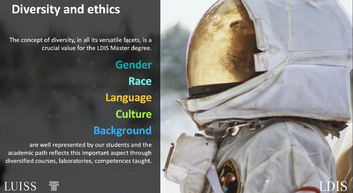 LabGov's tweet photo. The #LDIS students Albert, Anastasia and Benedetta are presenting the core values of the #Master degree such as #Diversity and #Ethics which are crucial in the activities carried out by the program.
@UniLUISS @chrisiaio @Giannilostorto @ProfPrencipe
#innovation #sustainability https://t.co/rS3I1eZlAX