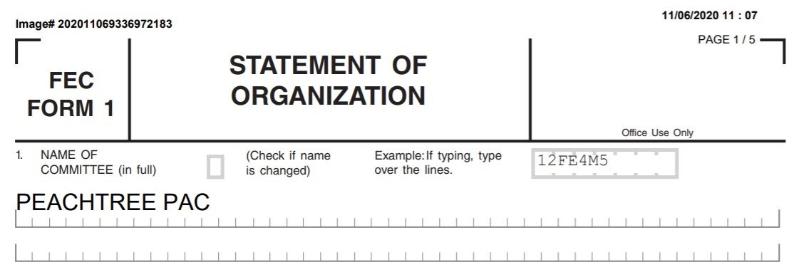 2. Peachtree PAC, which has emerged as one of the largest spenders in Georgia's runoffs, filed its "Statement of Organization" with the Federal Election Commission (FEC) on November 6, shortly after the general election. https://popular.info/p/we-dont-know-who-is-spending-millions