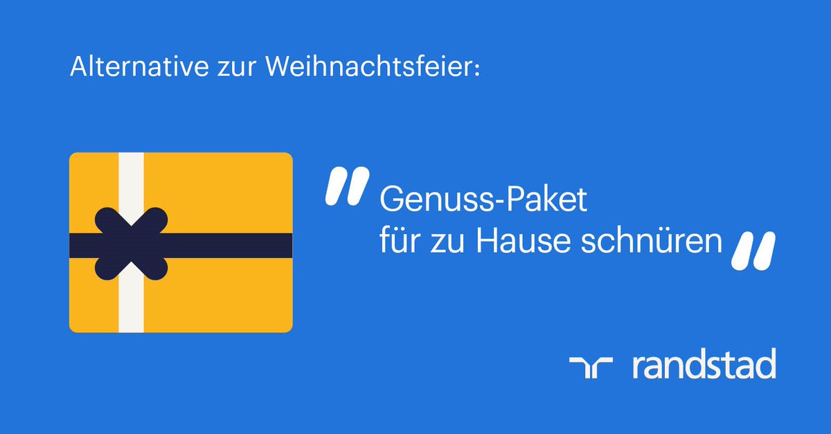 RDJager's tweet photo. Alle Jahre wieder steht die #Weihnachtsfeier auf dem Plan. In diesem Jahr gilt es, kreative Alternativen zu entwickeln. Wie wäre es mit einem Genuss-Paket für Ihre Mitarbeiterinnen und Mitarbeiter?
#Randstad #humanforward #Weihnachten #Weihnachtsfeier #Christmas #RandstadXmas2020 https://t.co/trQ1gbhvgP