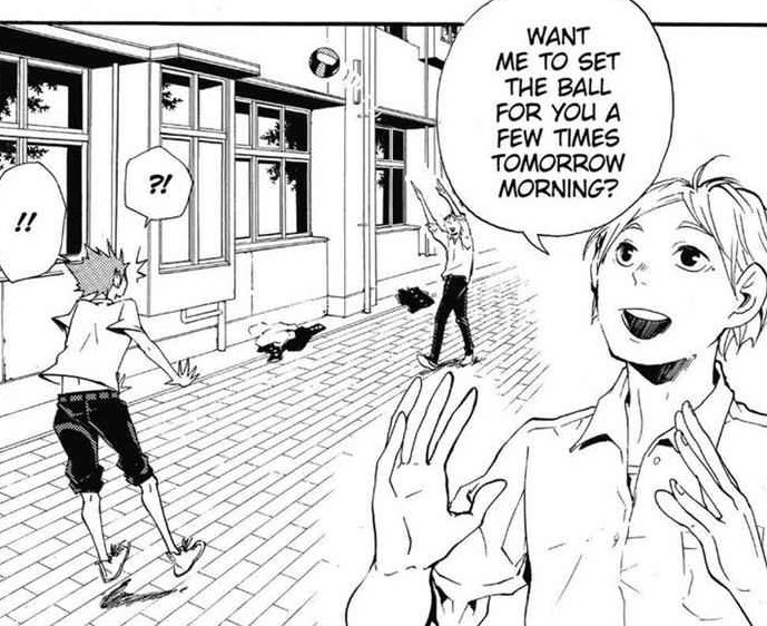 beside, if we have to talk about first times, the first person who ever offered Hinata some tosses is actually Sugawarasugahina <3