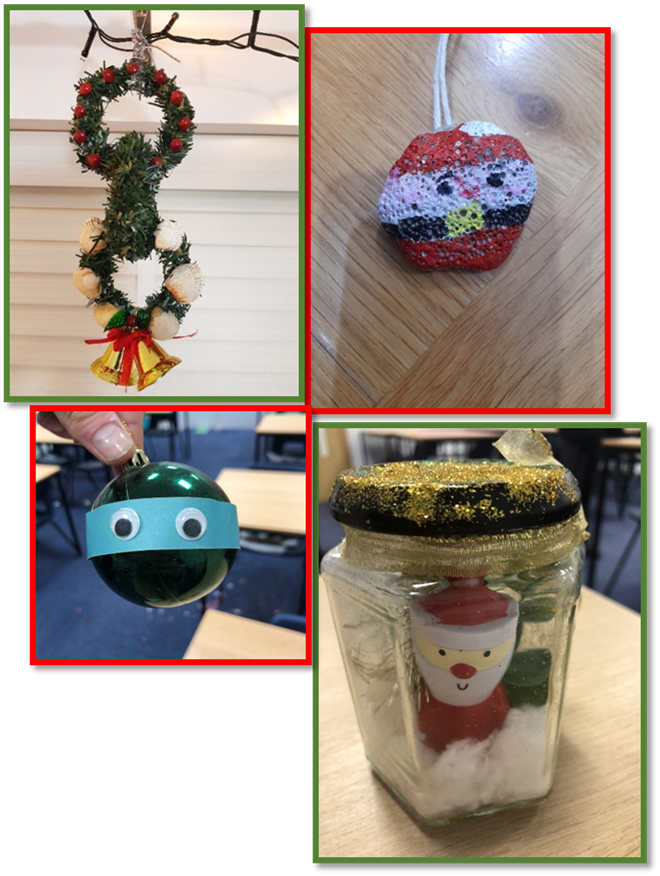 GoldingtonAcad's tweet photo. A huge well done to year 7 and 8 who have created these fantastic upcycled Christmas decorations for the Geography competition! You have all done a brilliant job of turning household items into amazing decorations! #Geogrocks https://t.co/ahjvVIvi7A