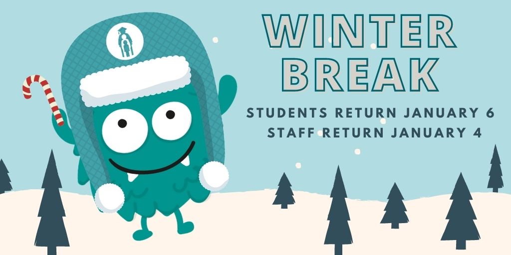 RoundRockISD's tweet photo. It's time for Winter Break!
Students begin break on Dec. 18 and return on Jan. 6.
Staff begin break on Dec. 21 and return on Jan. 4.
Be safe, stay healthy and enjoy your time off! https://t.co/iY498o2nmf