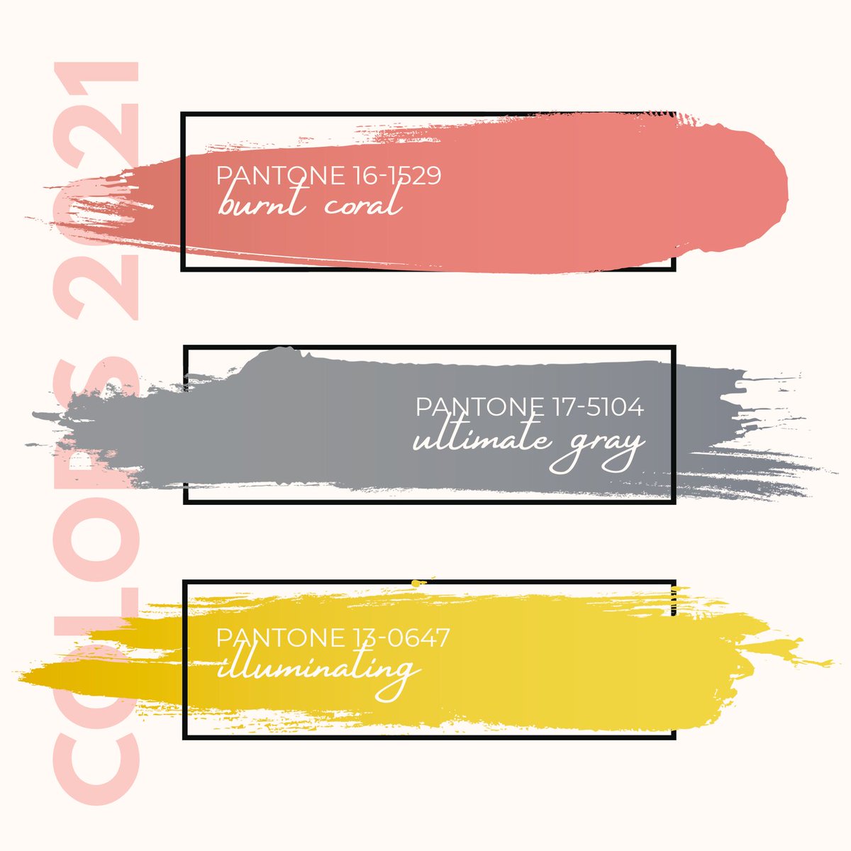monaleases's tweet photo. 2021 COLORS🎨
 
What are the primary colors of 2021, according to Pantone?
 
☀Illuminating. The color of the sun, joy, and optimism.
 
🌪Ultimate Gray. Basic and ideal to combine with eye-catching colors.
 
🐠Burnt Coral. In 2019, Delicate and bright simultaneously. https://t.co/Ue6P3p1h3g