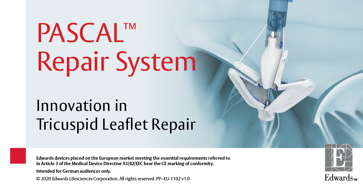 AnaMGraca's tweet photo. The Edwards PASCAL™ transcatheter valve repair system. 
A differentiated technology that makes leaflet repair a reality for patients with tricuspid regurgitation. https://t.co/6ImNEov5Fx https://t.co/X9HMUf22X2