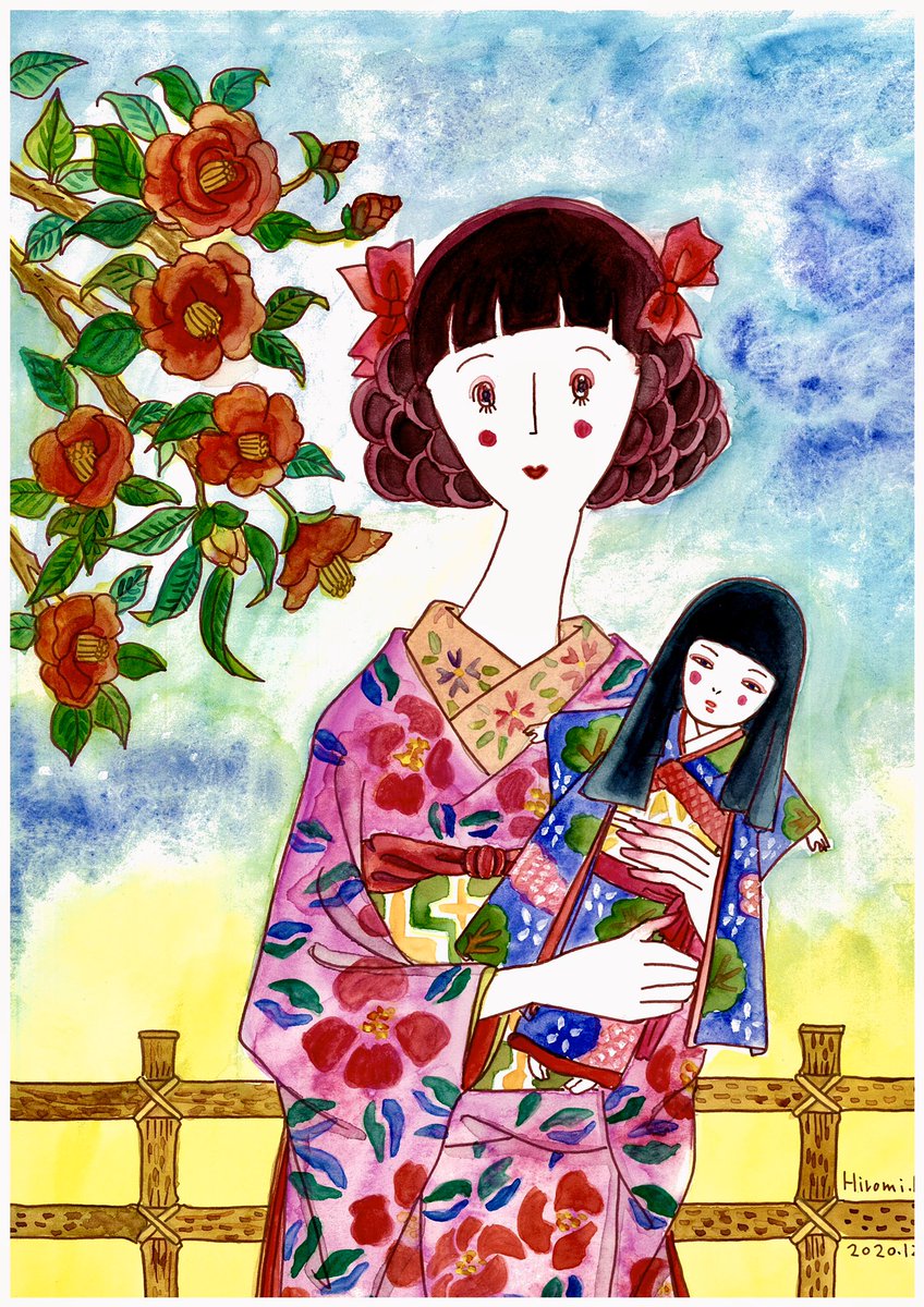 大正ロマン 着物 イラスト 日本のクラウド壁紙