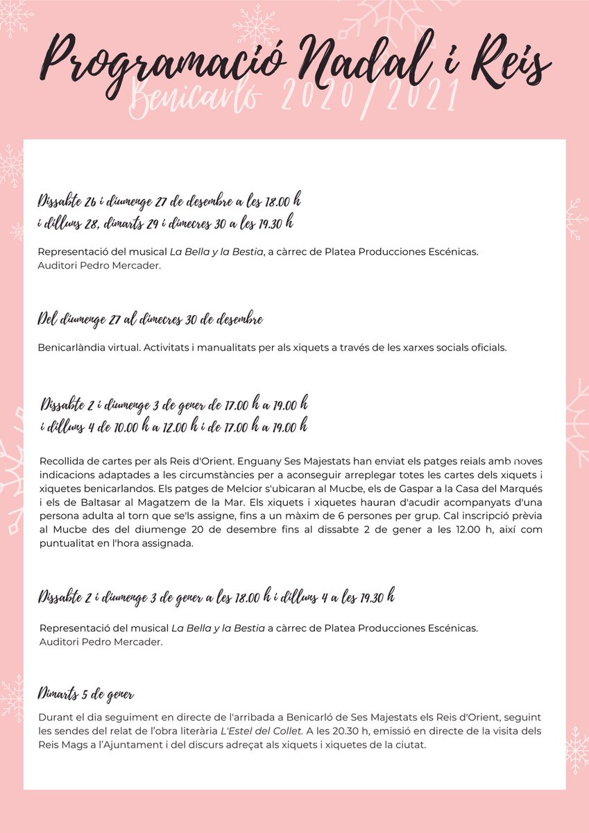 FestesBenicarlo's tweet photo. 🎄 Gaudim el #Nadal amb consciència cívica i responsable!

📕 Programa en pdf: https://t.co/pECKjAq8kq https://t.co/FaiWof8C04