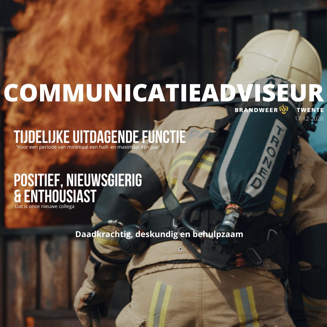 🚨VACATURE | #Communicatieadviseur
Op zoek naar een tijdelijke uitdagende functie die veel raakvlakken heeft met veiligheid? Gaat jouw hart sneller kloppen van het geven van communicatieadvies en werk je dit ook graag uit? Dan hebben wij de job voor jou!
brandweer.nl/twente/werken-…