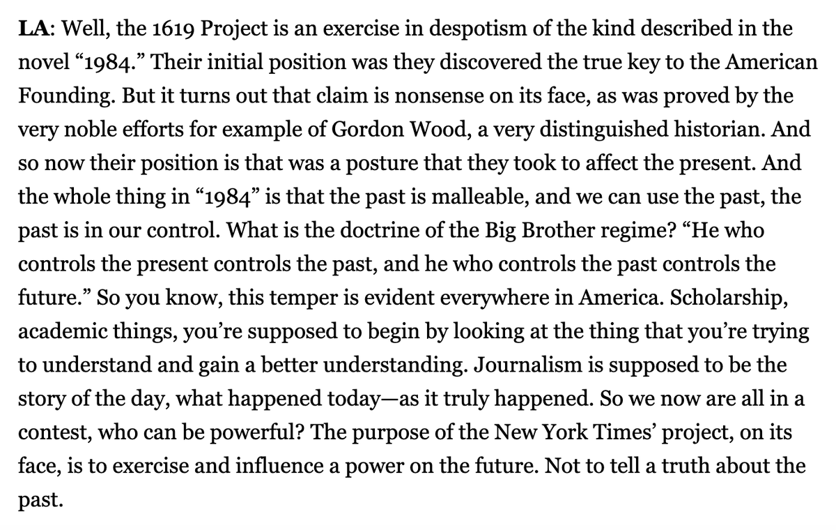 Apparently this piece was made possible by the 1620 Project, the far right's answer to the 1619 Project. And I'm honestly not even going to touch any of this. The right's position on the 1619 Project is familiar to all of us by now.