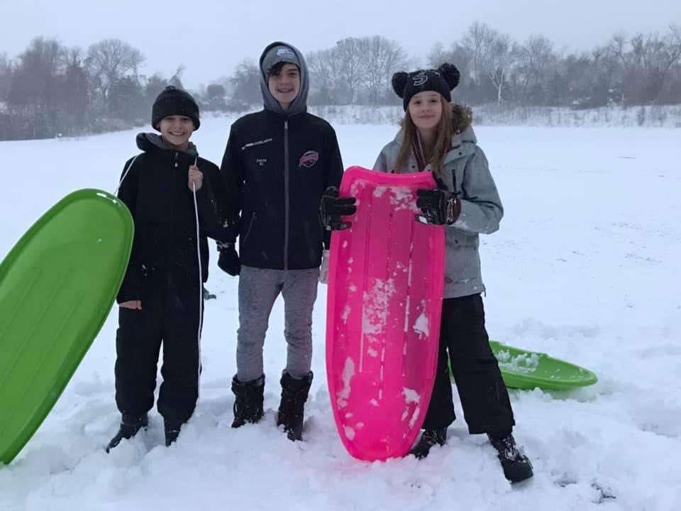 vcox227's tweet photo. Aaron Colin and Savannah sledding at the infamous hill in our neighborhood! #FOX29Snow https://t.co/5A8emrqb8v