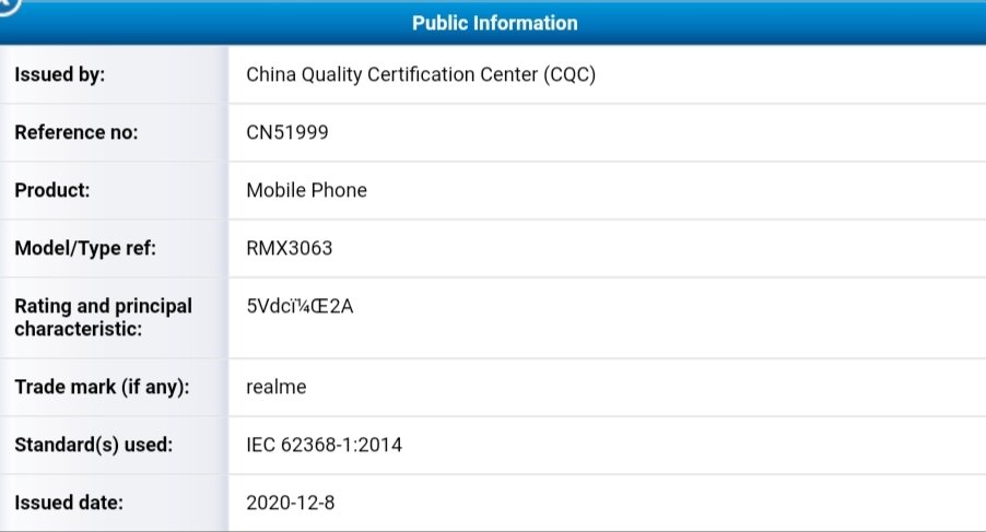 realme X60 Pro (RMX3092) and realme C20 (RMX3061) clears BIS certification, realme C20 (RMX3063) comes with 5000mAH battery and 10W charging clears CQC certification and realme Buds Q2 (RMA2008) clears EPSG certification.
#realmeX60Pro #realmeC20 #realmeBudsQ2