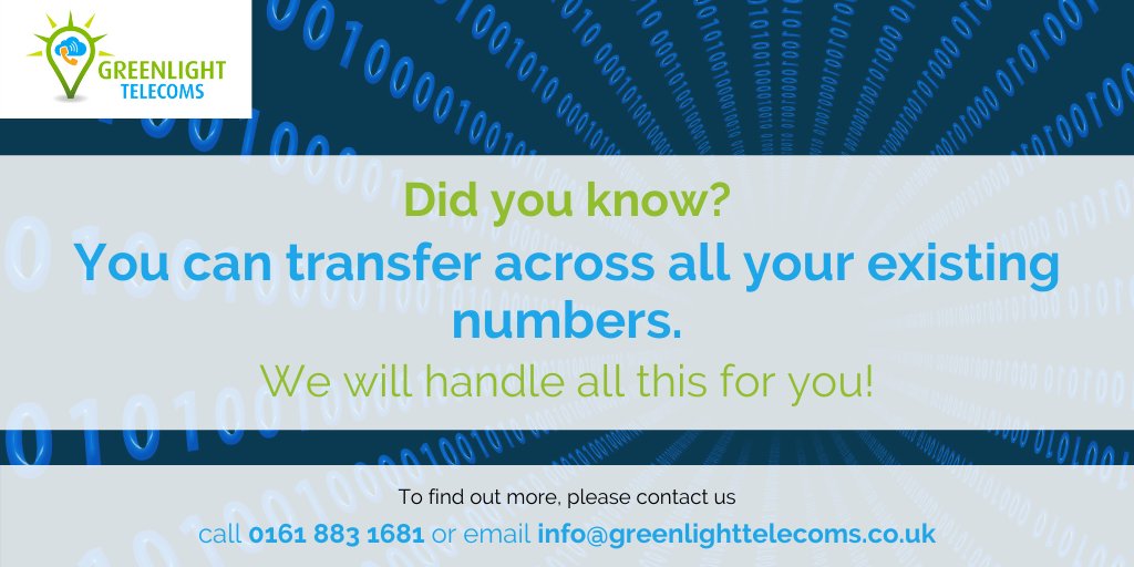 GL_Telecoms's tweet photo. We will handle all the porting on your behalf! No fuss, no mess 👍
Your numbers are so important in business so ensuring these are transferred over smoothly and with zero interruption is our top priority! 🔝

#telecom #telecoms #telecommunications #support #telephony #business https://t.co/hV1vjE5uOa