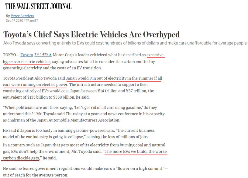 ericnuttall's tweet photo. Say it ain't so! Electric cars are being "overhyped" and oil demand will persist for many decades to come?!? Insightful article: in Japan more EV's = more CO2 and exhausted power grid. Fantasy land needs to meet up with reality at some point... https://t.co/pbiflViUAB