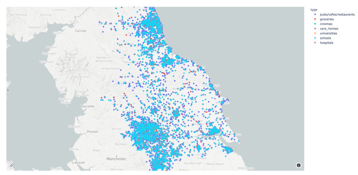 They then proceed to their primary activity: kids go to school, adults go to work and unis, and retired people go to the pub or visit friends. After an exhausting day, June’s virtual population has a few hours of leisure time, which can be spent in multiple locations.