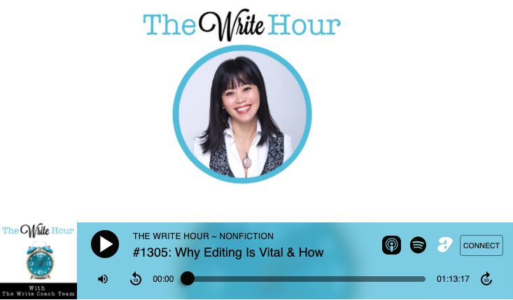 joyce_glass's tweet photo. Why Editing Is Vital To Your Book & How?
Interview With @MTanmiziAuthor
π² #1305 of The Write Hour with Joyce Glass
π Tips From #TheWriteCoachTeam
β° #TheWriteHour
@bisbanowrites
@KeithKeller
@DougCarterWrite
@WhitneyWard88
π§ Listen at https://t.co/n1iYZHUClc https://t.co/jfdrvk005S