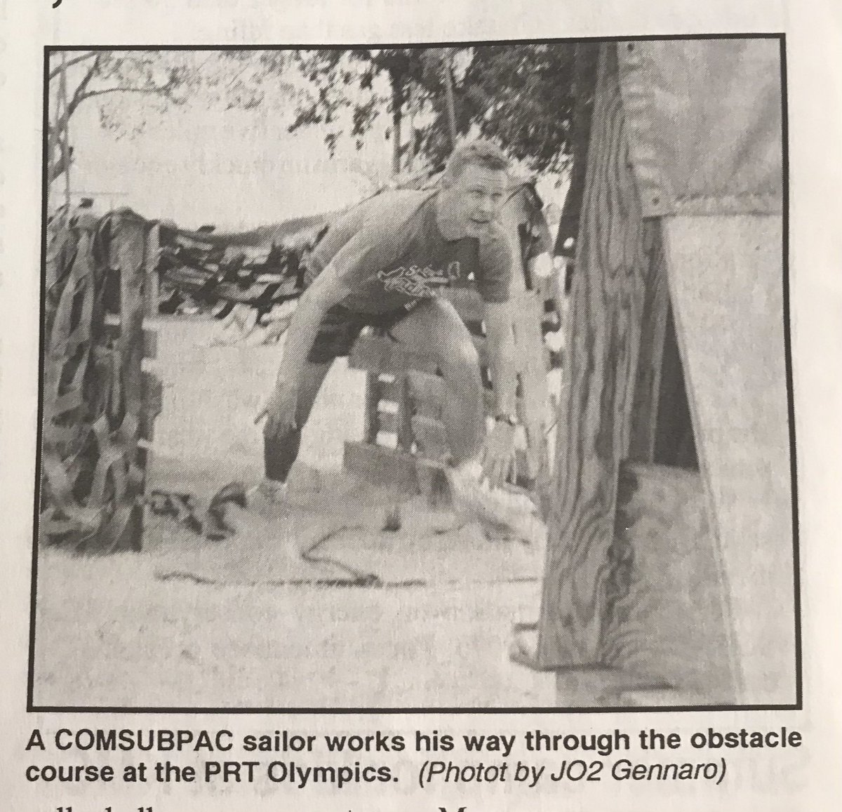 Jack_Ambraw's tweet photo. Going for gold, 1993. I don’t do this at work anymore. 🙂
.
#TBT #ThrowbackThursday #USNavy #PearlHarbor #COMSUBPAC #PRT (Photo from Patrol, July 9, 1993 issue) https://t.co/R4ujPLbgVH