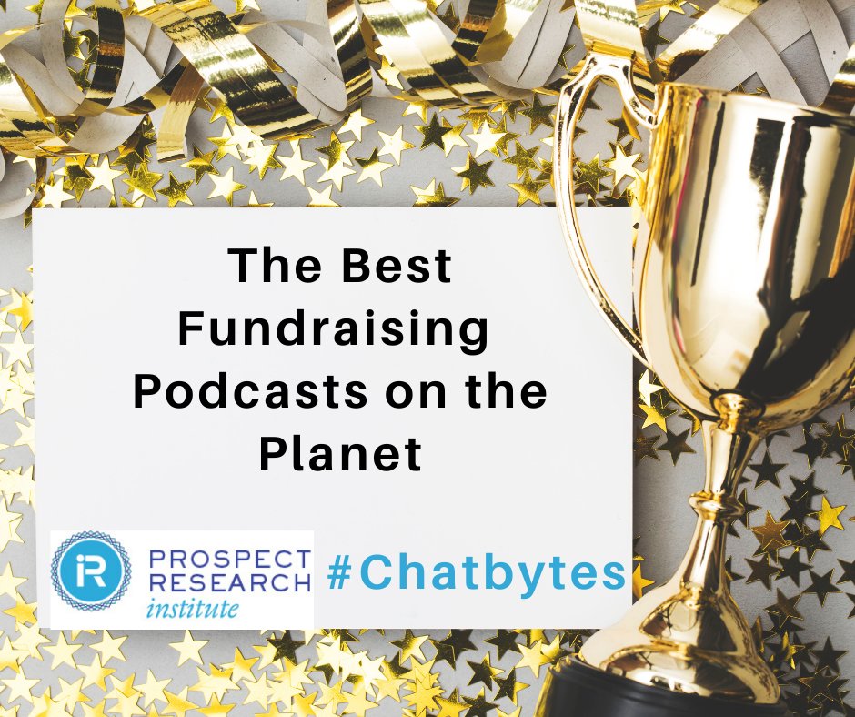 jenfilla's tweet photo. Wow! I'm so thankful other people enjoy listening and learning from the fascinating people in the world of #fundraising #Prospectresearch, too!!
The Prospect Research #ChatBytes made it to #1 on the Best Fundraising Podcasts on the Planet list! 
https://t.co/JRmv3netjd https://t.co/XlzDw2ypR7