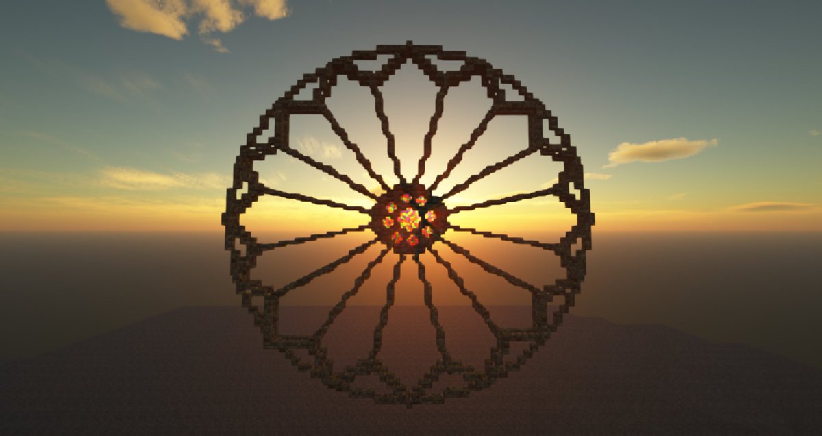 果て行く仕事 10日目 今日からパリのノートルダム大聖堂 南側バラ窓をマイクラで再現しようと思います ステンドグラスは除く Minecraftバラ窓研究会