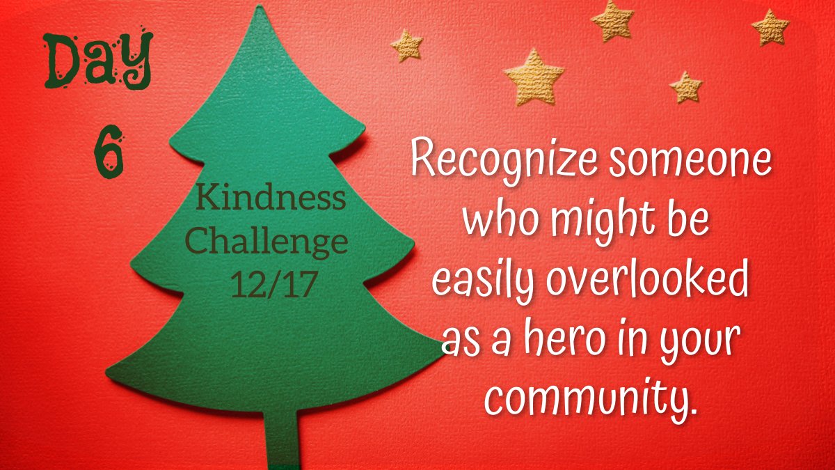 It's Day 6 of the 12 Days of Kindness Challenge! If you order food, groceries, or get mail, please reach out to those daily heroes who keep our lives going. Check teaseyouthinitiative.org for ideas!